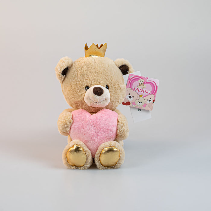 peluches orsetto cuore rosa corona miniso