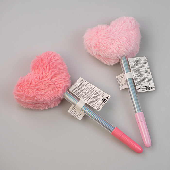 penna peluches cuore pink romance miniso
