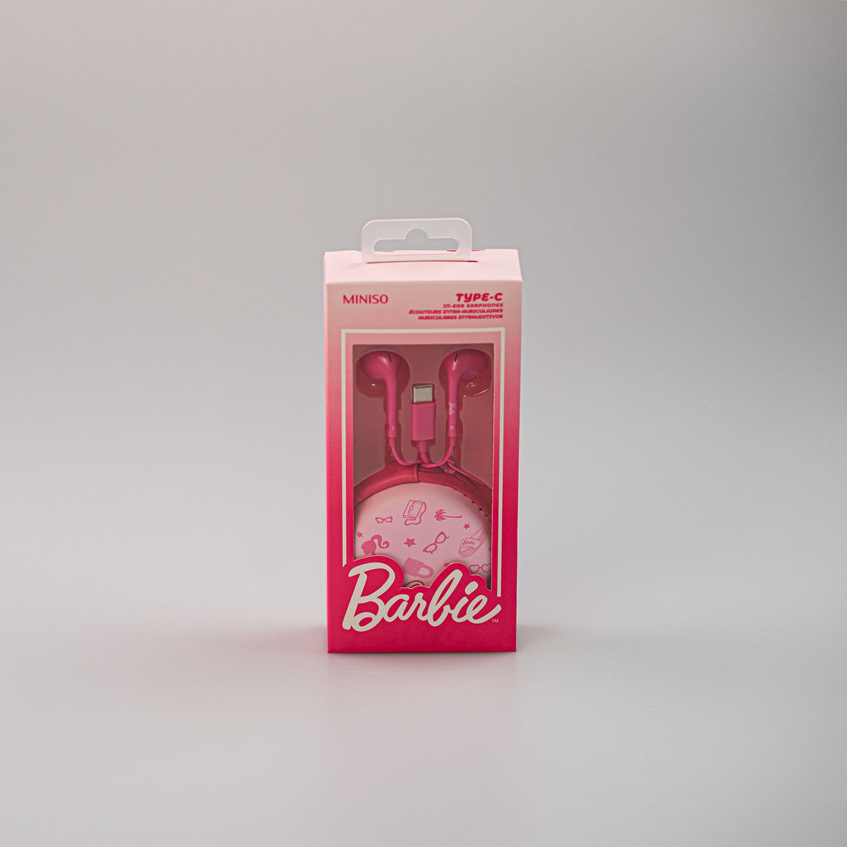 auricolari barbie type c rosa nero miniso