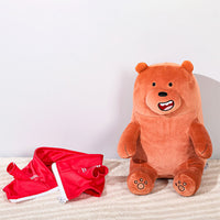 Peluche Grizzly della collezione We Bare Bear che indossa una felpa rossa con zip, removibile.