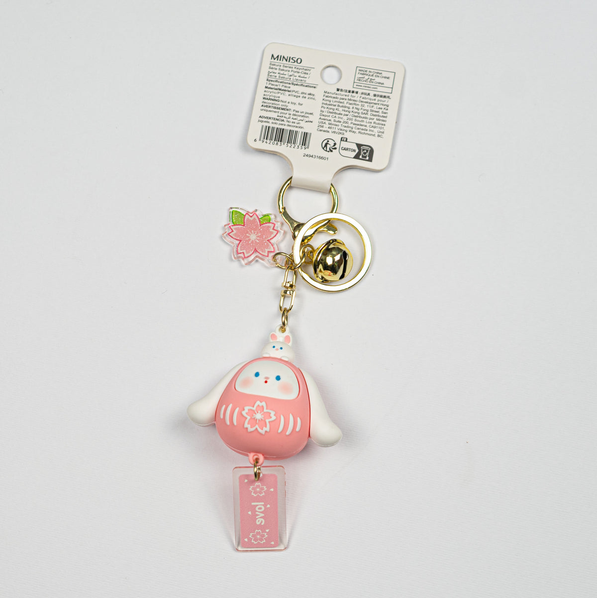 Portachaivi Sakura con pendente e campanello miniso keychain