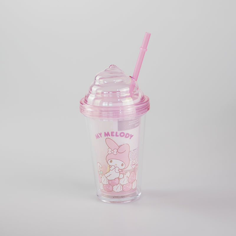 Borraccia in plastica dura con cannuccia rosa di My Melody Sanrio
