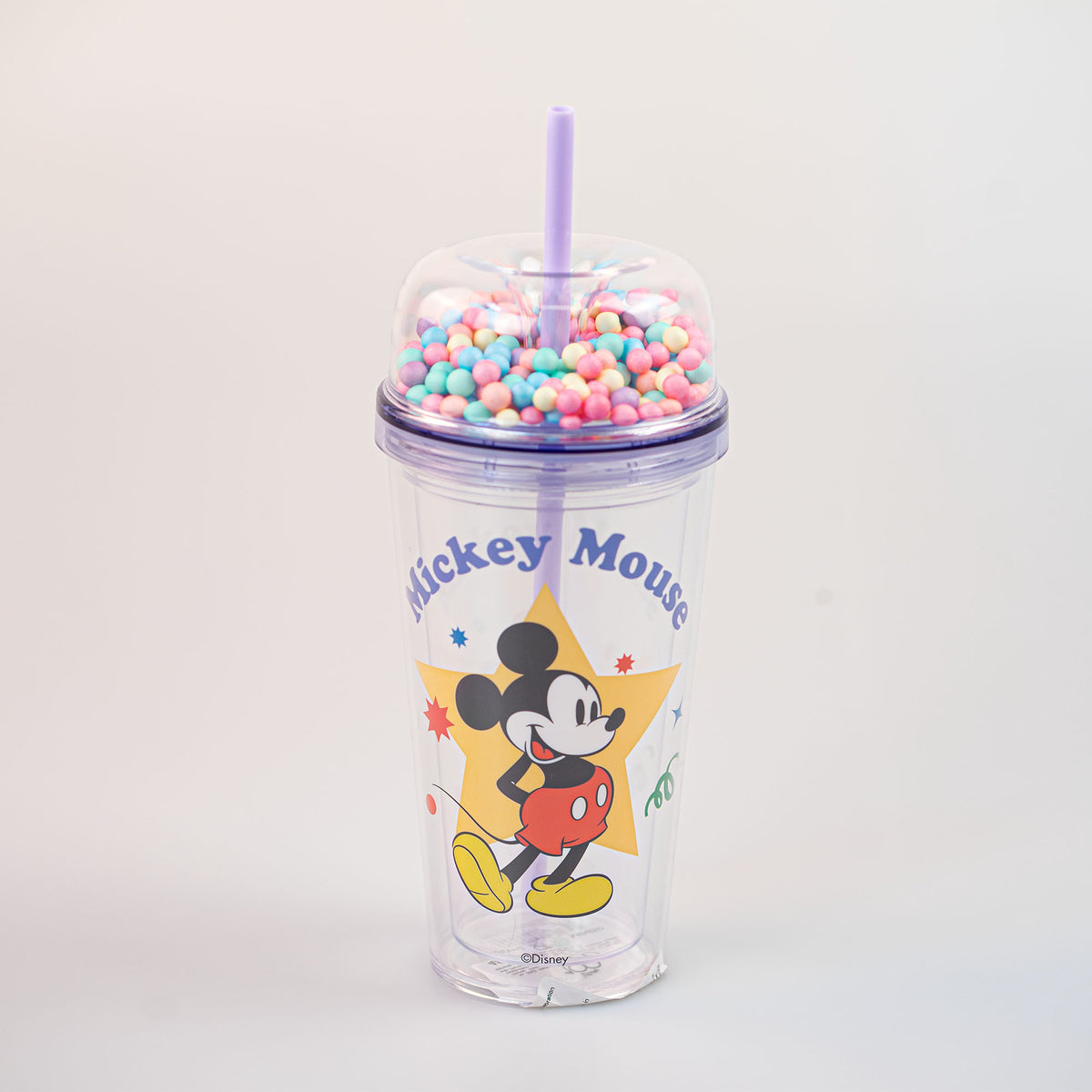 Borraccia Disney 100 con cannuccia e palline nel coperchio Mickey Mouse miniso lifestyle