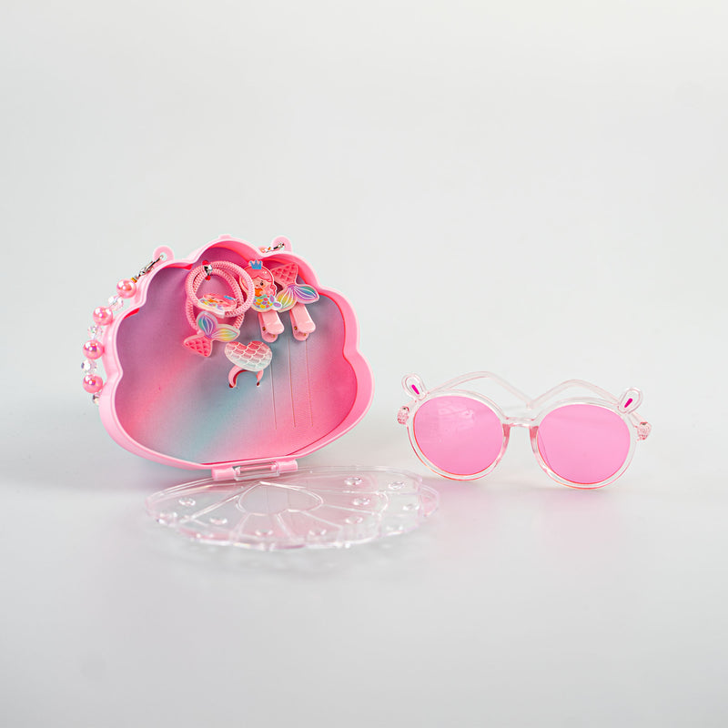 Set occhiali accessori capelli borsa conchiglia toys miniso