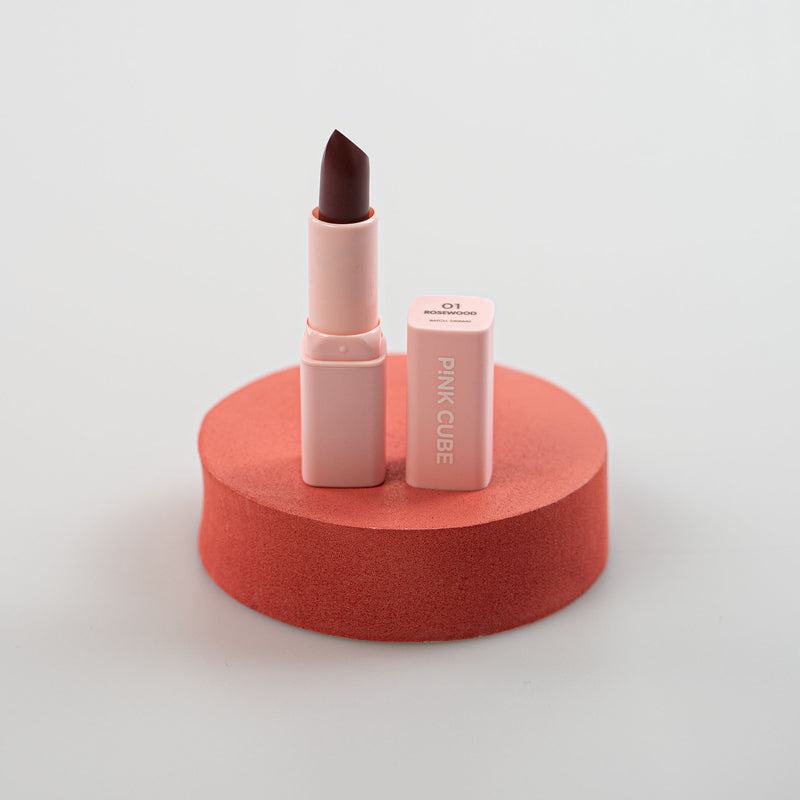 Matte Lipstick rossetto Opaco Miniso Make Up Pink Cube, Rosewood Savage Love, Cinnamon Toast, Vinstage Red