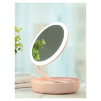 Specchio rosa da tavolo girevole a 360° con LED