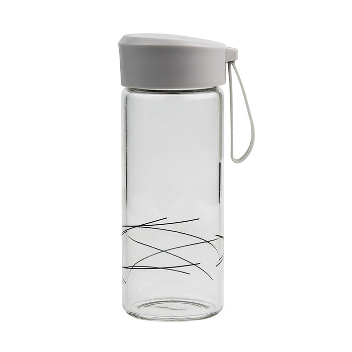 Bottiglia in vetro con cordino di sollevamento grigio