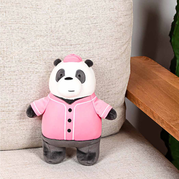 Peluche panda e orso bianco we bare bears con felpa e cappllino rosa e azzurro
