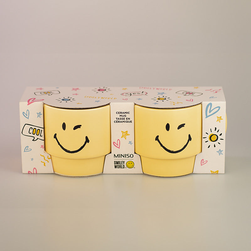 Set di due tazze gialle in ceramica della collezione Smiley World