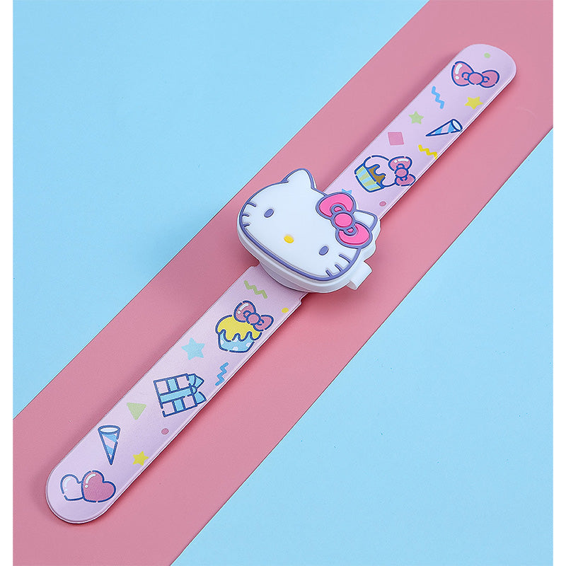 Orologio in silicone da polso per bambini con flip-top di Hello Kitty con batteria.